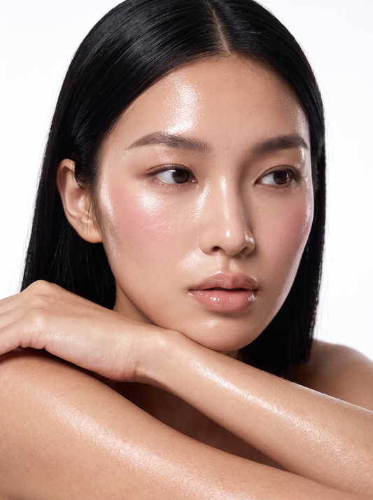 Model with glowing skin after using SEOULGLOW Real Active Cream
